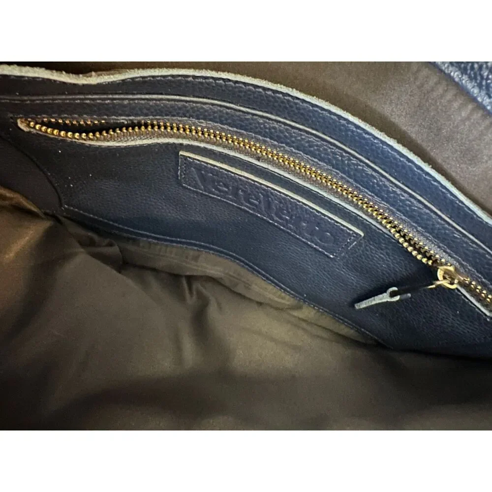 VereVerto Navy Pebble Leather Backpack